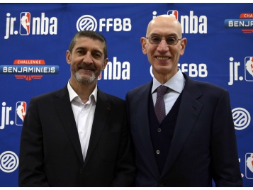 Adam Silver et Jean-Pierre Siutat ont officialisé la prolongation du partenariat entre la FFBB et la NBA - Bellenger / is / FFBB