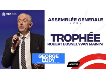George Eddy a reçu la plus haute distinction de la FFBB George Eddy a reçu le Trophée Robert Busnel-Yvan Mainini