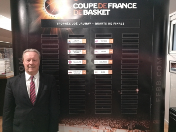 Le Président la Ligue Féminine, Philippe Legname a effectué le tirage au sort des quarts de finale de la Coupe de France féminine - Photo : SBC/FFBB