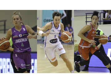Joyce Cousseins-Smith (Landerneau), Céline Dumerc (Basket Landes) et Soana Lucet (Roche Vendée)
