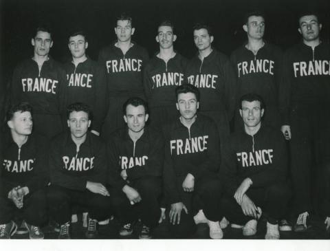 Maurice Desaymonet avec l'Equipe de France le 3 février 1950 à Madrid pour un match amical face à l'Espagne Equipe de France 1950