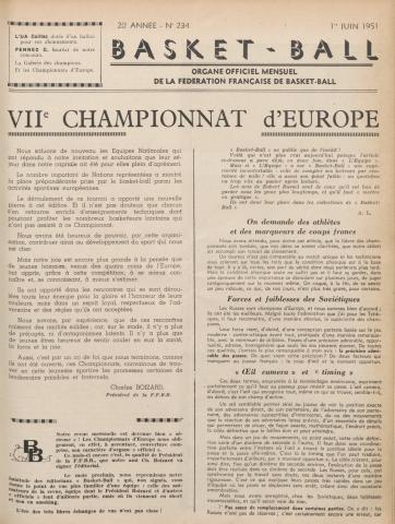Basket-ball N°233 - Mai 1951