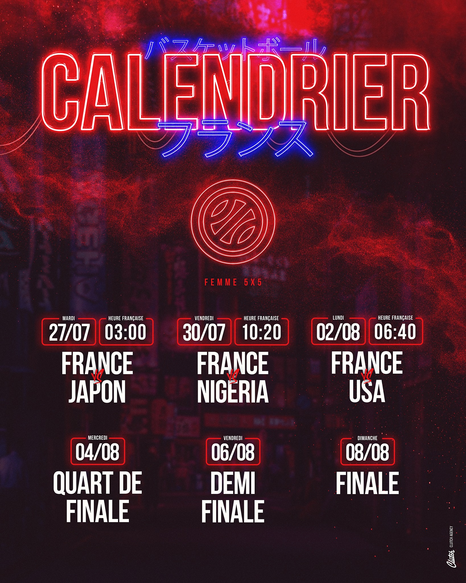 Calendrier Equipe de France féminine 