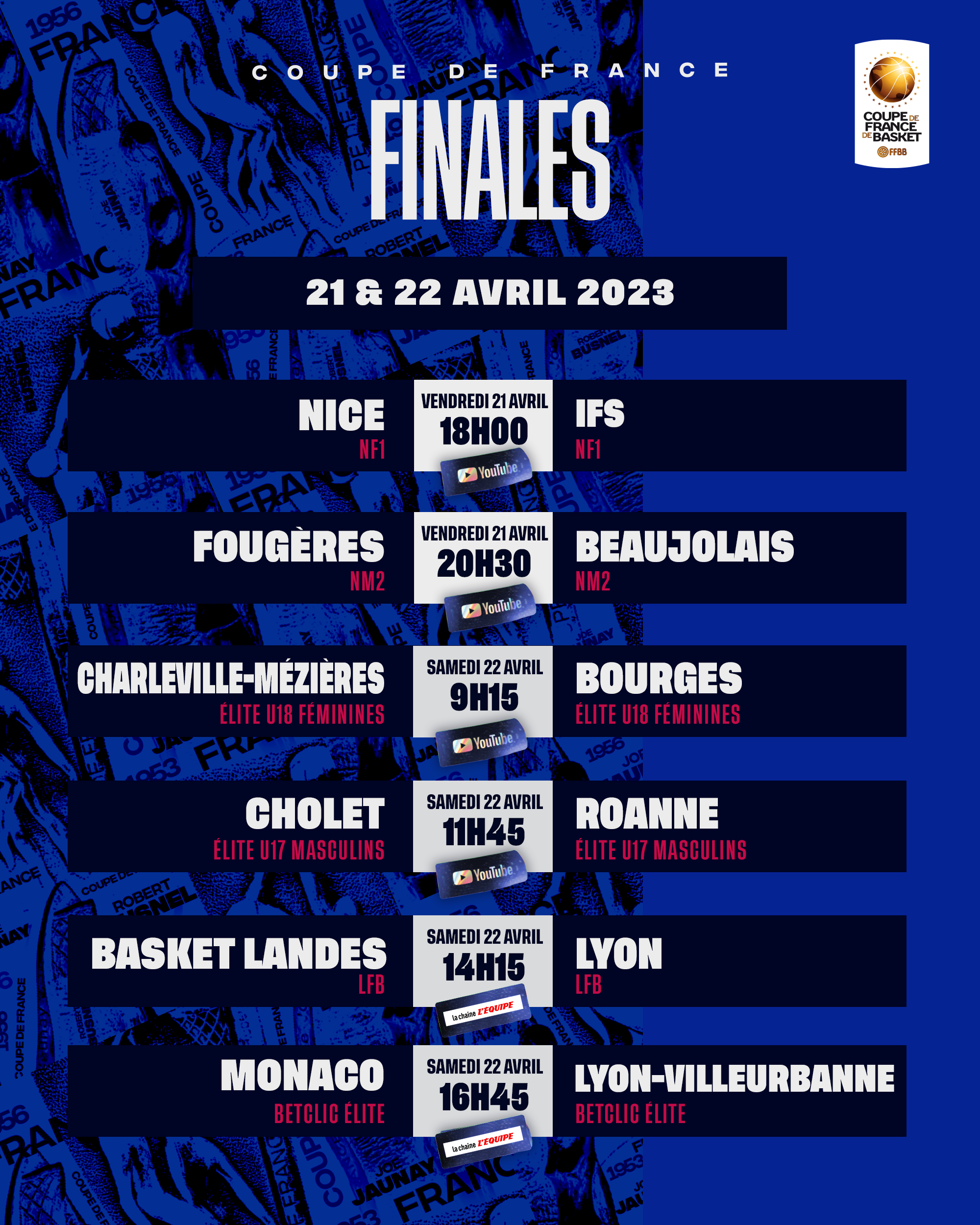 programme finales Coupe de France 2023 